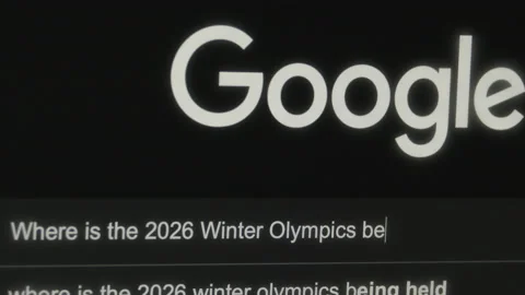 Google Search For The 2026 Winter Olympics in Milan Italy, San Siro Stadium 스톡 동영상 221575473