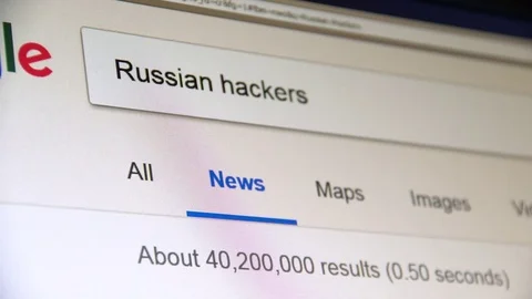 Google search engine results for Russian Hackers browser view Stock Footage 72170090
