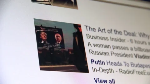 Google search engine results for Vladimir Putin browser view Stock Footage 72173090