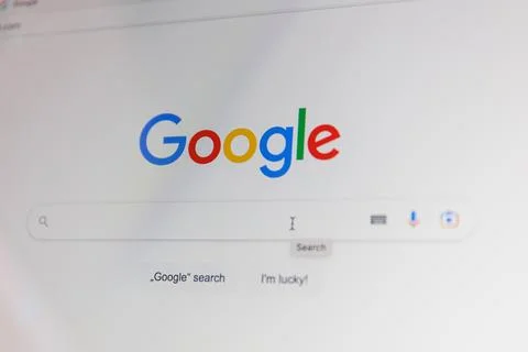 Google search engine website on laptop screen Stock Photos