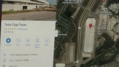 Google Search For The Tesla Headquarters Location. Telsa Giga Texas Stock Footage 221577355