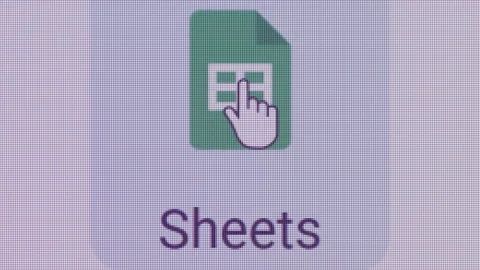 Google Sheets Icon Click Close Up Front Camera Stock Footage 145641018