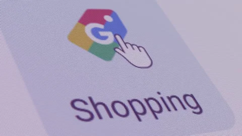 Google Shopping Icon Click Close Up Stock Footage 207428887