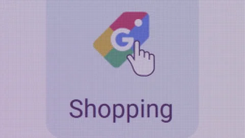 Google Shopping Icon Click Close Up Front Camera Stock Footage 207428909