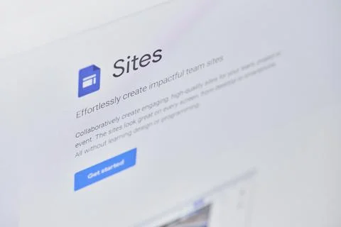 Google sites official web page on computer monitor Stock Photos