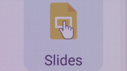 Google Slides Icon Click Close Up Front Camera Stock Footage 145641101