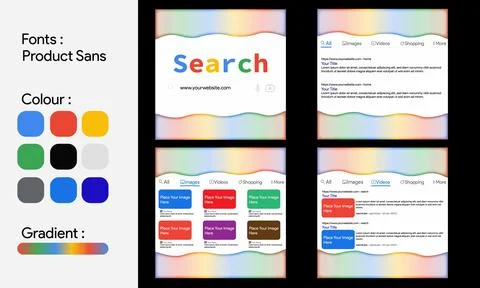 Google style post set design Google search bar 스톡 일러스트