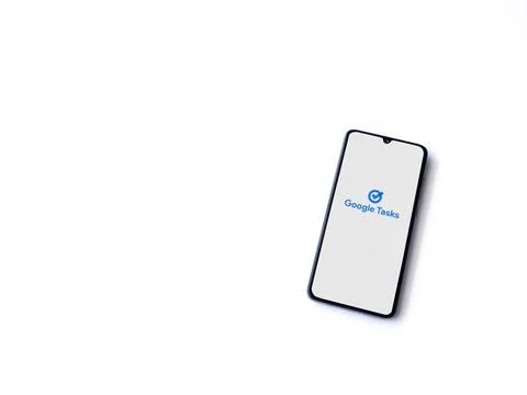 Google Task app launch screen on smartphone on white background Foto stock