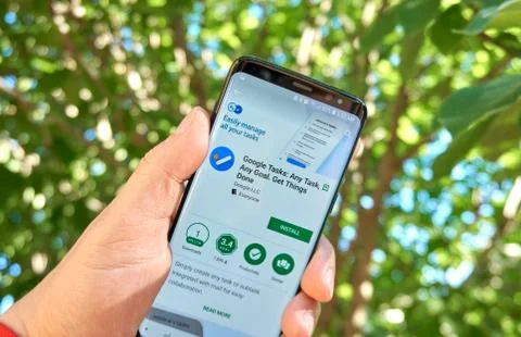 Google Tasks mobile app on Samsung s8. Stock Photos