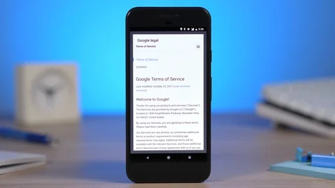 Google terms and conditions text on smartphone screen Stock Footage 88746366