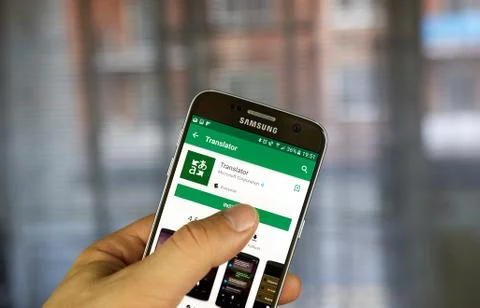 Google Translate mobile application. Stock Photos