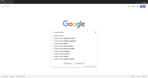 Google translate page on google search in chrome web browser 4k vide Video stock 126268325