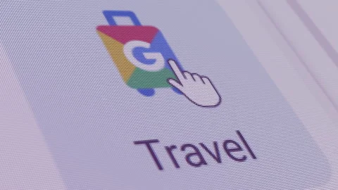 Google Travel Icon Click Close Up Stock Footage 210491550