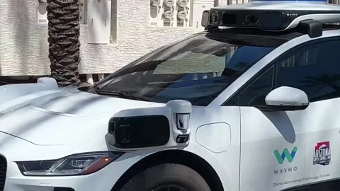 Google Waymo stops at stop sign Stock Footage 238850085