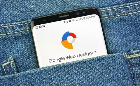 Google Web Designer on a phone screen in a pocket Фото