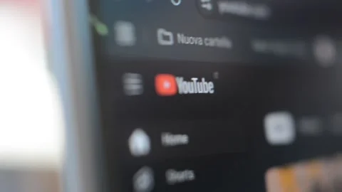 Google youtube website application on laptop device. youtube app. Video stock 297845055