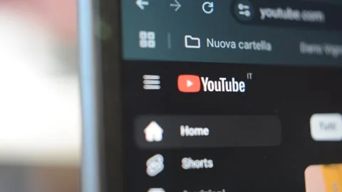 Google youtube website application on laptop device. youtube app. Stock Footage 297845131