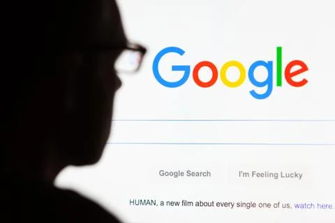 Google.com landing site on computer screen in 2015 Foto stock