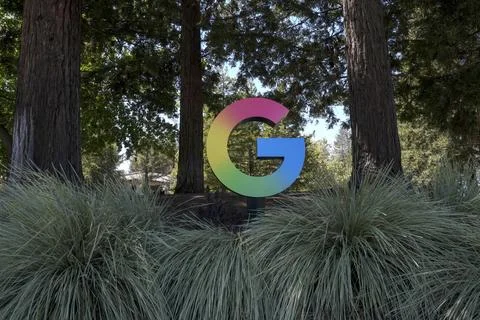 Googleplex in Mountain View after EU fines Google 890 million euros, USA - 23 Ju Stock Photos