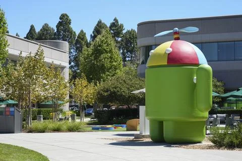 Googleplex in Mountain View after EU fines Google 890 million euros, USA - 23 Ju Stock Photos