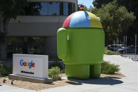 Googleplex in Mountain View after EU fines Google 890 million euros, USA - 23 Ju Stock Photos