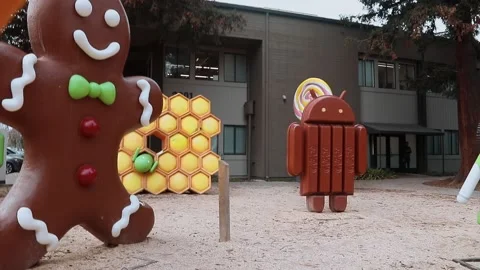 Googleplex playground with Android toy at Google Visitor Center Stock Footage 165256971