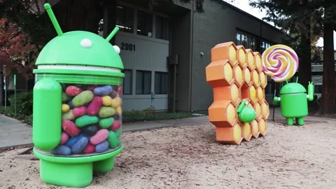 Googleplex playground with Android toy at Google Visitor Center Stock Footage 197271458