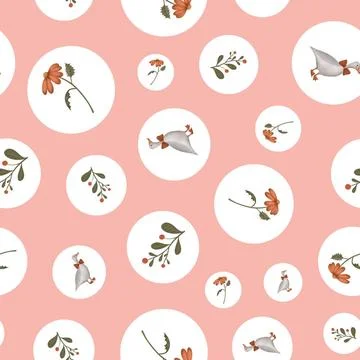 Goose and wildflowers seamless pattern Seamless watercolor pattern illustr... Stock Photos