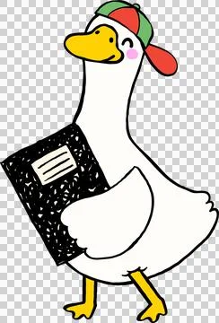 Goose Back to School Student Character Carrying a Composition Note book Car.. Stockillustratie