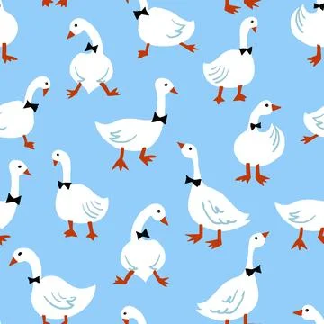 Goose Gentlemen Seamless Pattern Vector for Kids Products イラスト素材