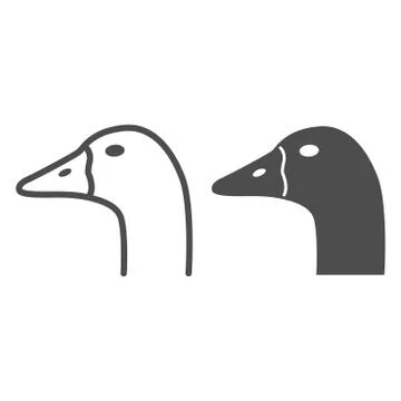 Goose head line and solid icon, Farm animals concept, domestic fowl portrait Stock Illustration