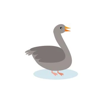 Goose icon flat style on white background Stock Illustration