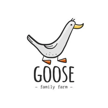 Goose logo design isolated on white. Illustration for business, website, shirt. Illustrazione stock