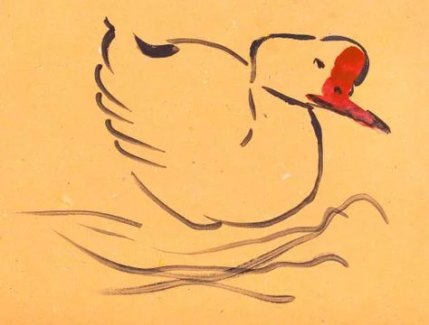 Goose on orange colored paper Stock Illustration