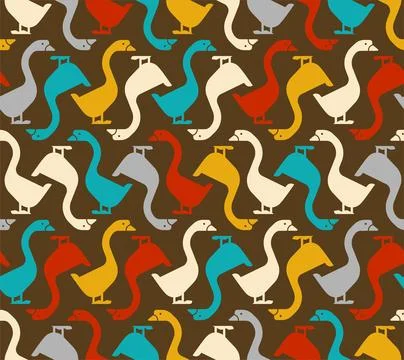Goose pattern seamless. farm bird background. Baby fabric texture Stock Illustration