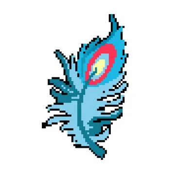 Goose peacock feather pixel art vector illustration Stock Illustration