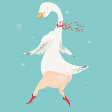 Goose in red boots Stock Illustration