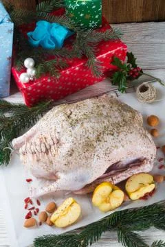Goose before roasting Stock Photos
