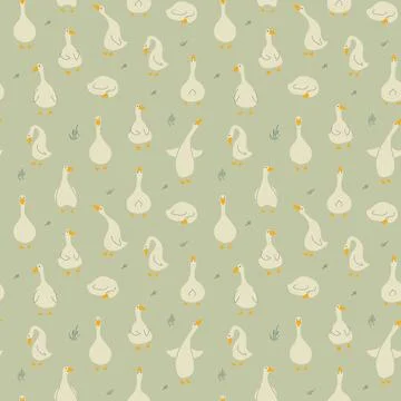 Goose Seamless Pattern. Cute Cartoon geese, Vector Illustration Background Stock Illustration
