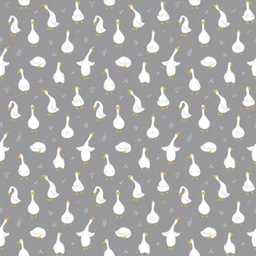 Goose Seamless Pattern. Cute Cartoon geese, Vector Illustration Background 스톡 일러스트