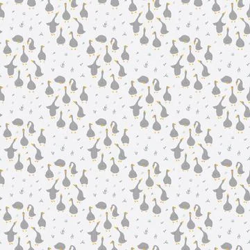 Goose Seamless Pattern. Cute Cartoon geese, Vector Illustration Background 스톡 일러스트
