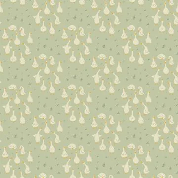 Goose Seamless Pattern. Cute Cartoon geese, Vector Illustration Background Stockillustratie
