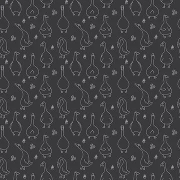 Goose Seamless Pattern. Cute Cartoon geese, Vector Illustration Background Illustrazione stock