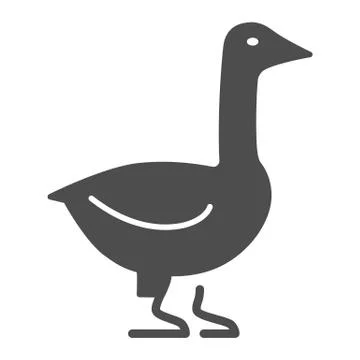 Goose solid icon, Farm animals concept, domestic fowl sign on white background Stockillustratie