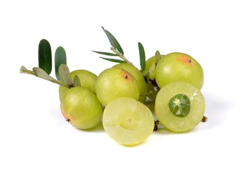 Gooseberries on white background Stock Photos