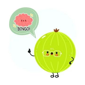 Gooseberry character getting an idea, thinking bingo concept イラスト素材