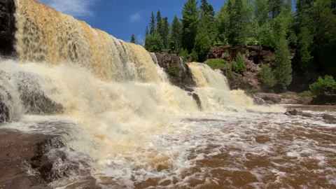 Gooseberry Falls below the falls Stock Footage 230918278