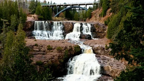 Gooseberry Falls State Park in Minnesota on the North Shore of Lake Superior Stock Footage