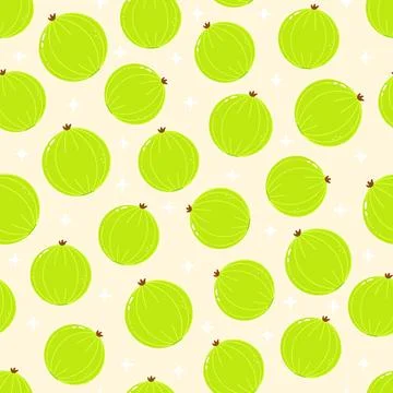 Gooseberry fruit pattern creating a seamless background design Stock Illustration