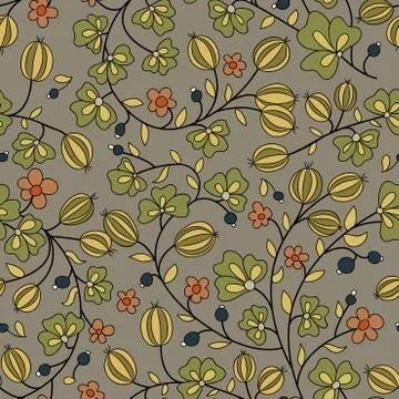 Gooseberry seamless texture. vector pattern Stock Illustration